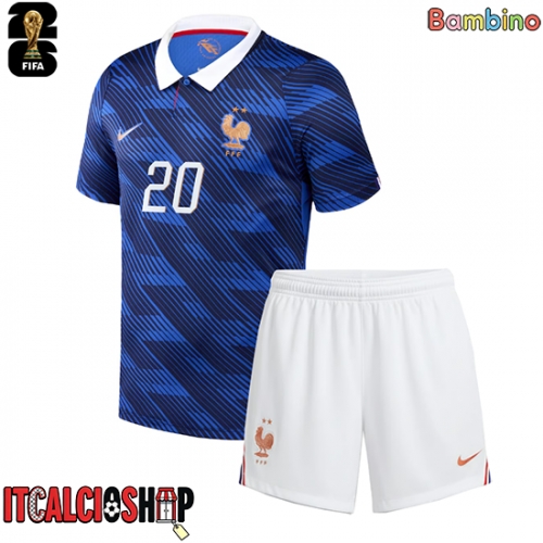 Francia Desire Doue #20 Prima Maglia Bambino Mondiali 2026 Manica Corta (+ Pantaloni corti)